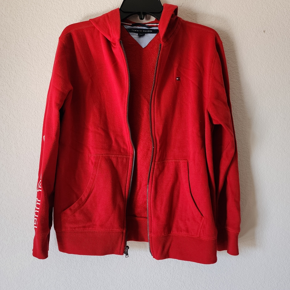 🎊Tommy Hilfiger - Zip-up Boy''s Red Sweater - Size Large🎊